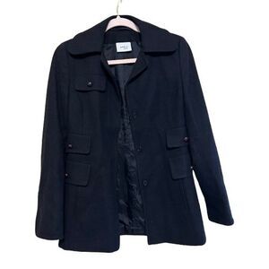 Akris Punto Wool Blend Coat Womens US 4 FR 36 Black Button Up Pockets Lined